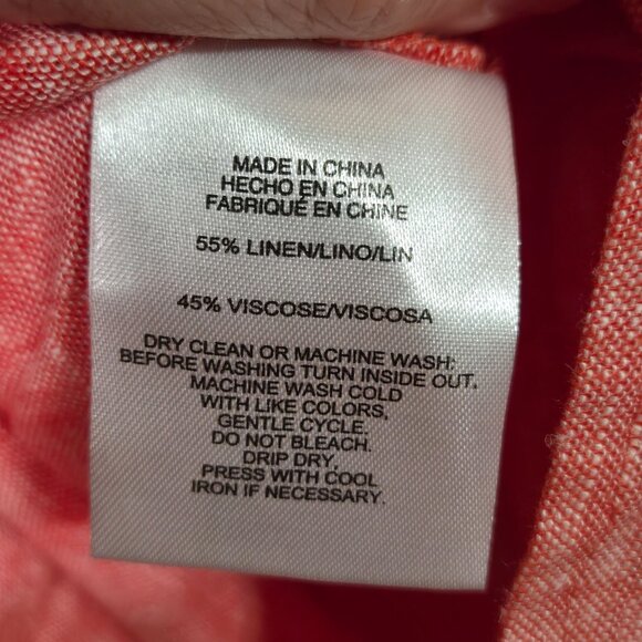 NWT Jones New York Women's Scarlet Apple Button-Down Shirt L Linen Blend - Picture 7 of 7